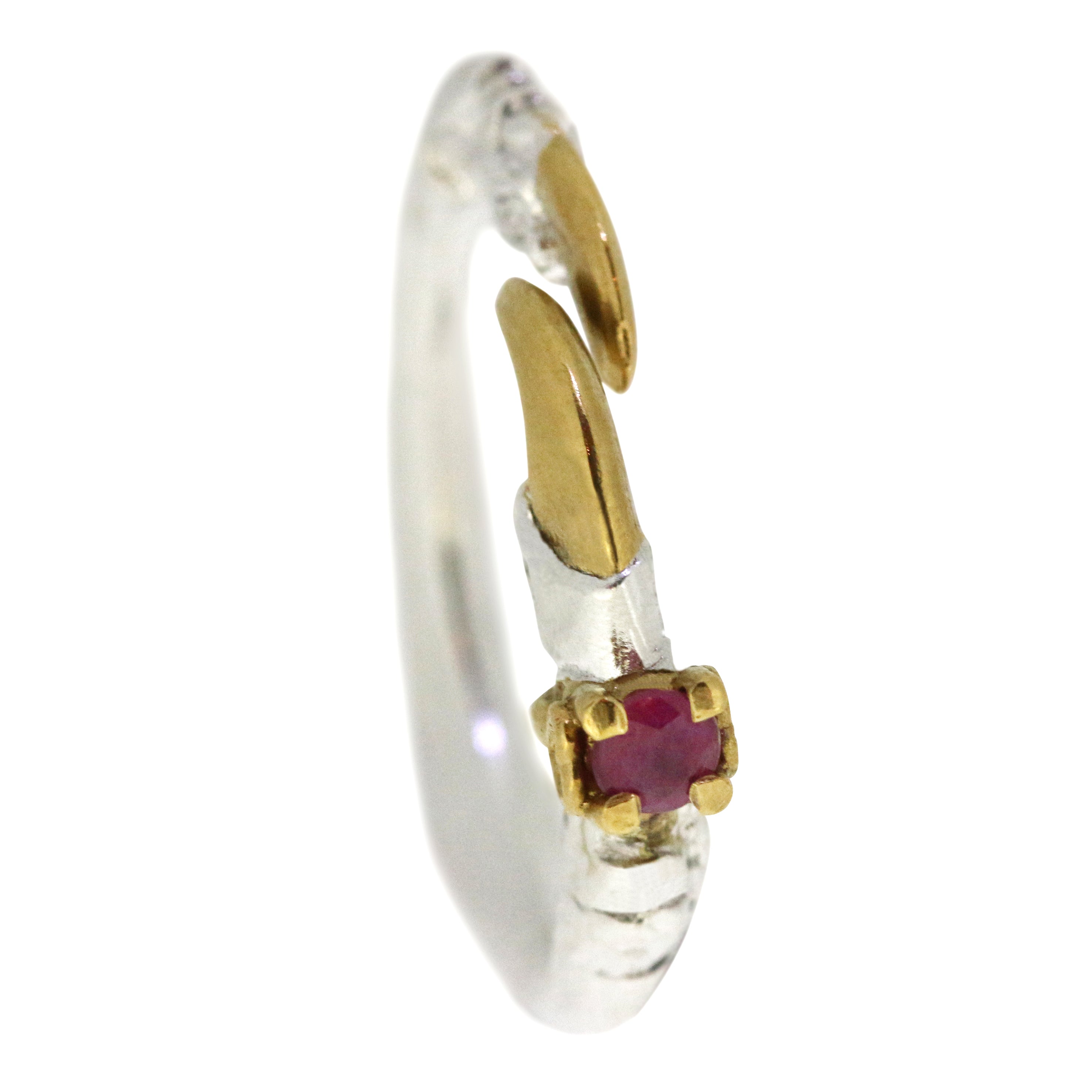 Single Claw with Ruby Mini Ring