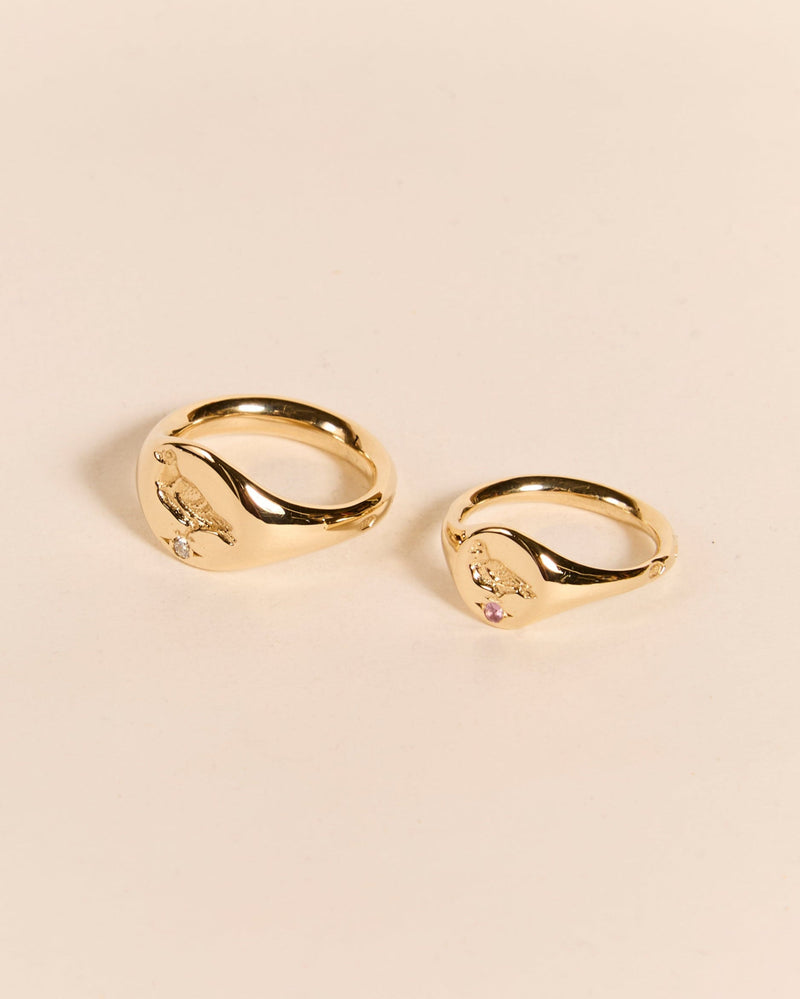 Lightweight Pigeon Signet with Pink Sapphire