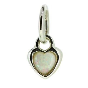 Opal Heart Charm - Silver