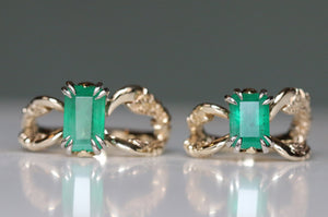 Emerald and Diamond Teardrop Solitaire - Resize to Size 'L' - RESERVED -