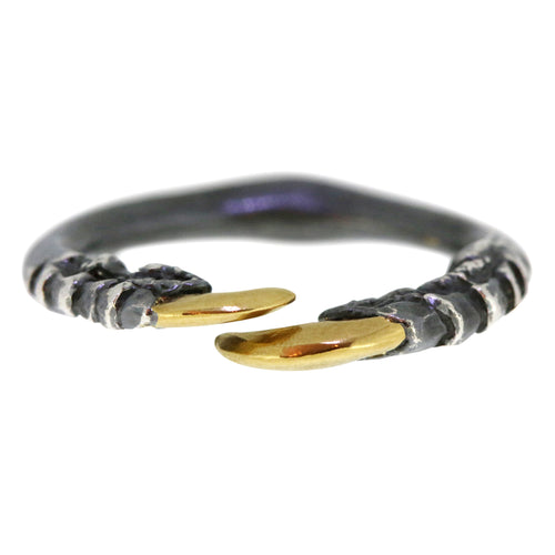Oxidised Single Claw with Gold Nails