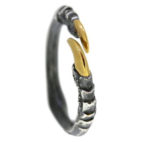Oxidised Single Claw with Gold Nails