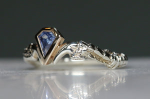 Diamond-Cut Sapphire Ring - size S/T - new ring shank in size 'O' - RESERVED!